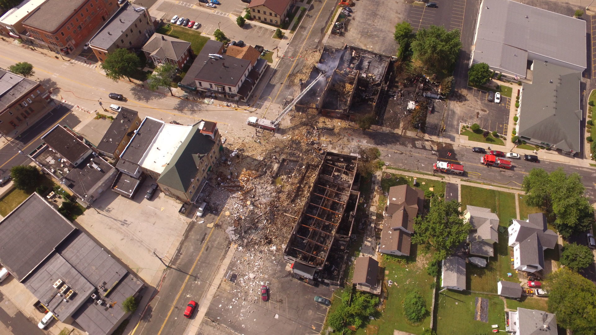 View of explosion site from a drone